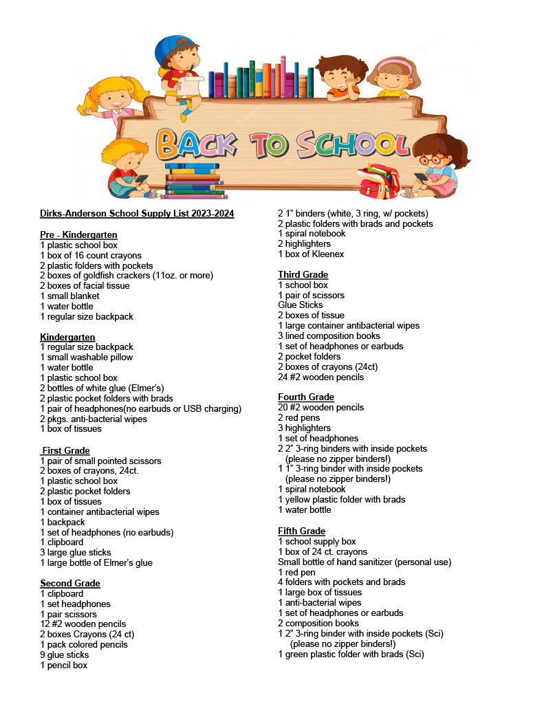 Back to School List